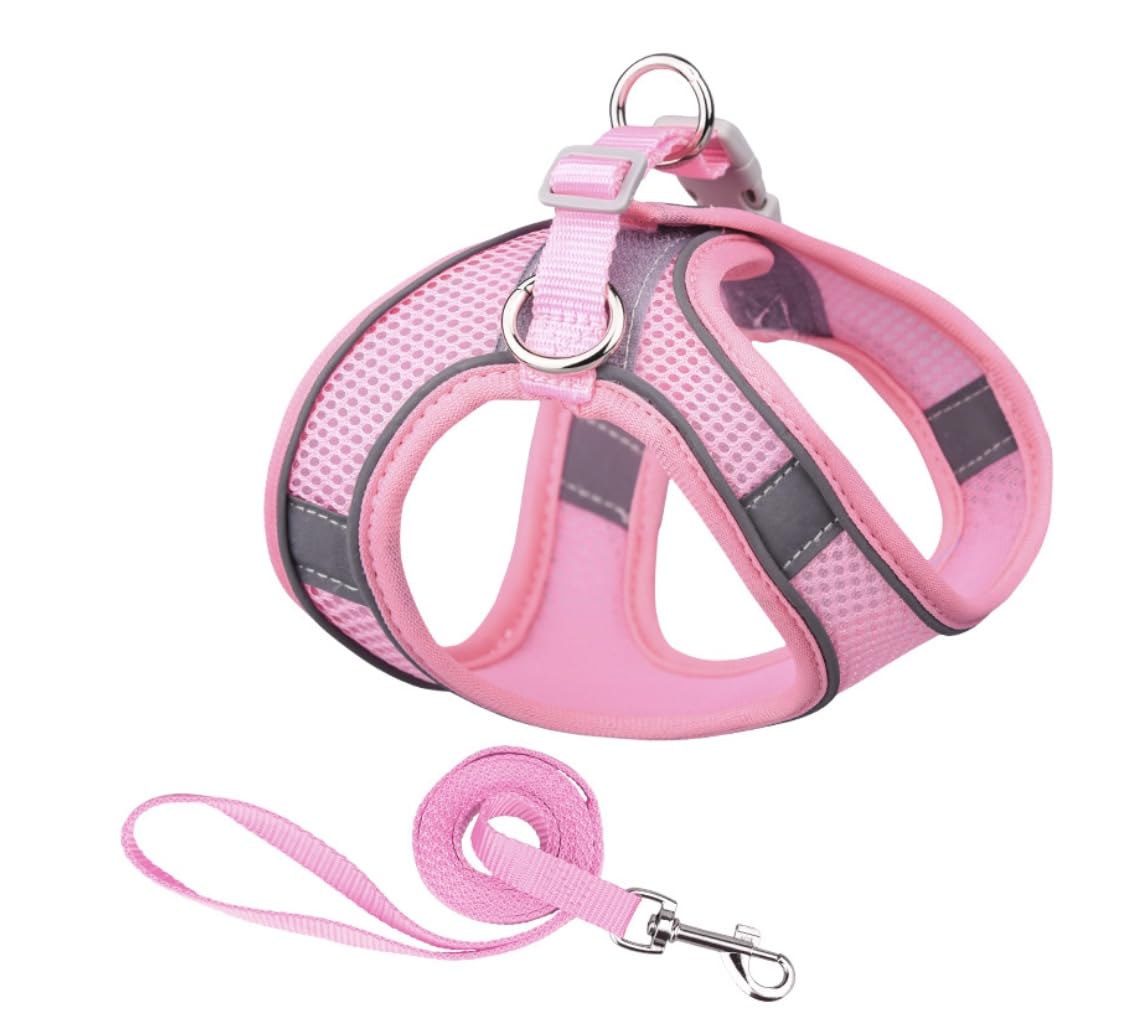 EarthPETS Step-in Pet Harness with a Free 59” inch Leash Included - Breathable Air Mesh for Dogs & Cats, with Reflective Straps, Safe Vest Built with