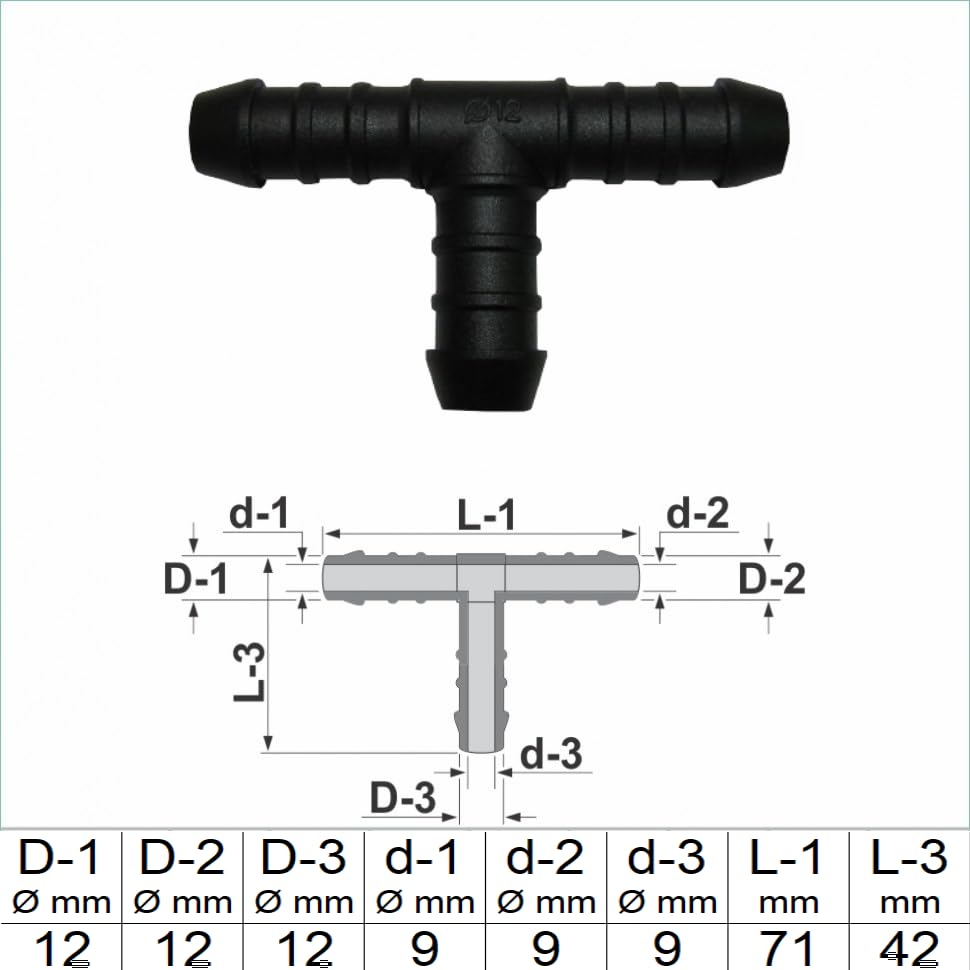 10mm T Stück Messing,Duokon T-Stück 3-Wege-Schlauchverbinder 3-Wege