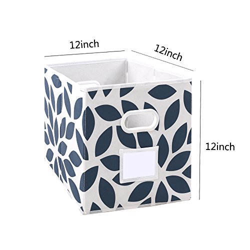 Max Houser Fabric Storage Bins Cubes Baskets Containers With Dual Plastic Handles For Home Closet Bedroom Drawers Organizers, Flodable, Blue, Set Of 6 #TOP1