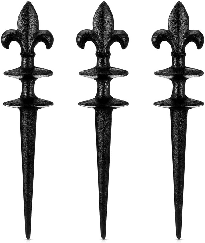 Tandefio 3 Pcs Fleur De Lis Antique Black Cast Hose Guides
