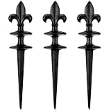 Tandefio 3 Pcs Fleur De Lis Antique Black Cast Hose Guide Stakes Garden Heavy Duty Decorative Steel Hose Guides Support Metal Plant Saver Tools for Garden Lawn Yard