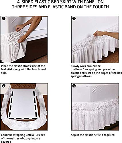 Bed Valance Skirt Gonna Da Letto Matrimoniale UNA Piazza E Mezzo Singolo in Lino Gonna Per Letto Bed Skirt,Gonna Letto Per Hotel, 137 * 190cm 198 * 203CM Bianca Senza Surfac Copriletto