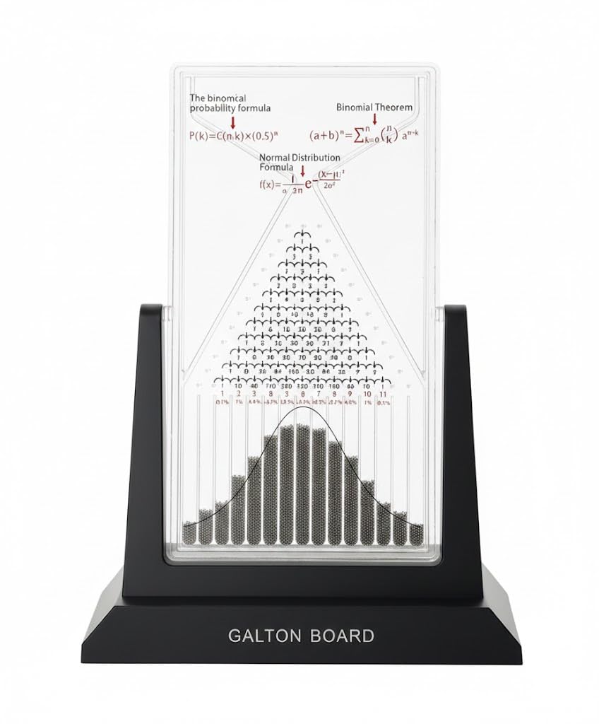 Galton Board Probability Demonstrator -12.6in Visualize Normal Distribution & Bell Curve Desktop Science Ornaments& Pascal’s Triangle Math Tool STEM Educational Gift for Teachers, Investors & Geeks
