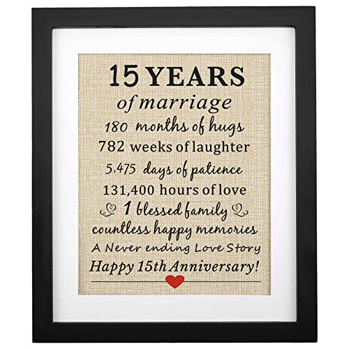 15 Years of Marriage Burlap Print