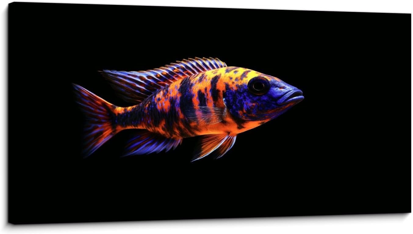 Canvas Wall Art Prints aulonocara ob african cichlid fish european pictures Large Framed Wall Art Painting Artwork Poster Hanging Home Decor for Living Room Office Bathroom 20"x40"