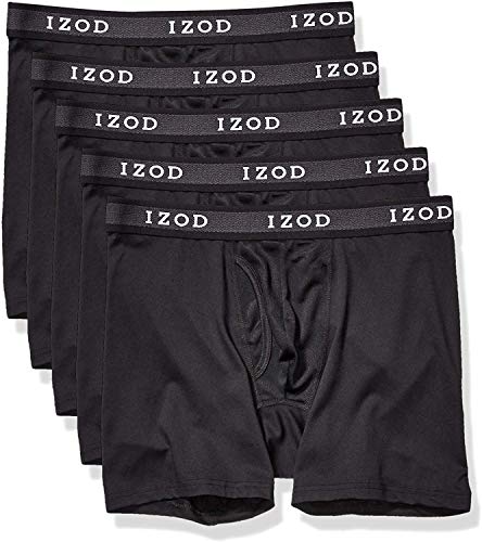 IZOD Mens Boxer Briefs - 5 Pack Stretch Performance Mens Underwear Boxers with Functional Fly Pouch (Sizes: S-2XL)