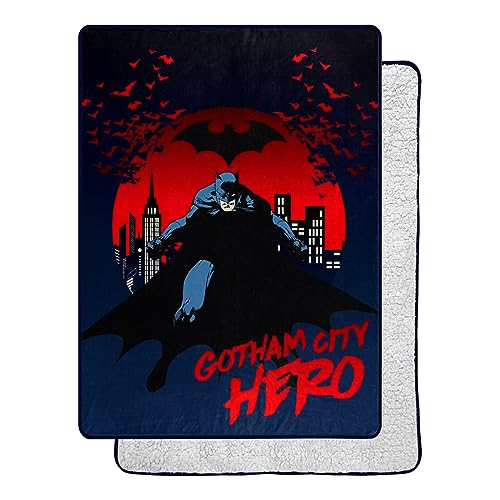 Northwest DC – Batman Silk Touch Sherpa Überwurfdecke, 152,4 x 203,2 cm, Gotham City Hero