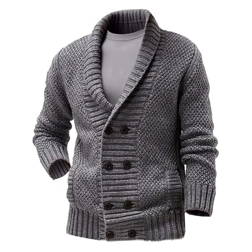 Men's Double Breasted Shawl Collar Sweater Men Loose Fit Button Down Sweaters Cardigan Sweaters for Men2