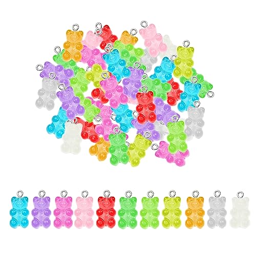 GVSAVY 110 Pieces of Bear Pendants, Candy-Colored Cartoon Bears, DIY Jewelry Accessories, Suitable for Bracelets, Necklaces, Key Chains, Pet Tags, Bag Pendants