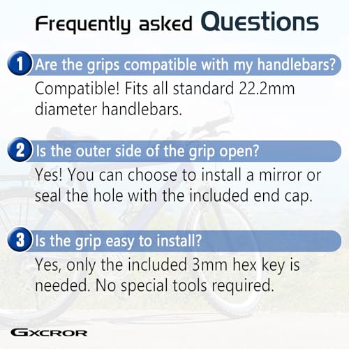 Bike Grips, Ergonomic Bicycle Handlebars Grips Shock Absorbing Dual-Density Silicone,Universal 22.2mm Fitwith Aluminum LockGrips for Bike Mountain Road MTB - Thumbnail 7