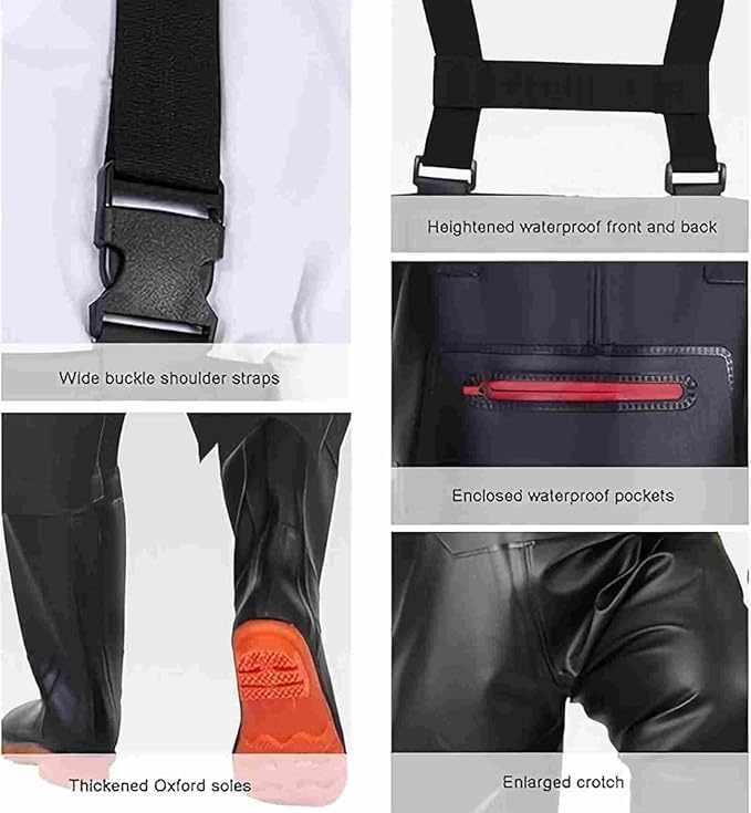 HoldOneLight Salopette da uomo in PVC impermeabile, per caccia e pesca, con cintura, leggere e traspiranti