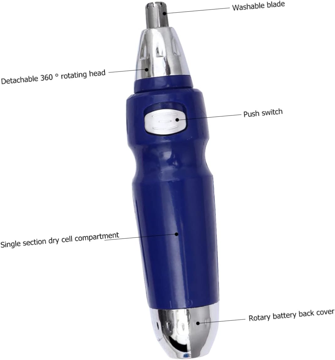 Electric Nose Ear Hair Trimmer Rotary Face Grooming Device for Men and Women Painless Hair Shaver with Protective Cone Head Blue