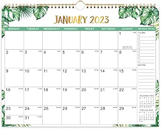 2023 Calendar - Wall Calendar 2023, January 2023 - June 2024 Calendar 2023, 18 Months, 37.6 x 29 cm, Large Ruled Blocks Perfect for Planning and Organizing, Green Leaf
