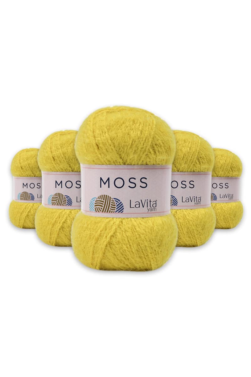 LaVita Yarn Moss Super Soft Crochet Hand Knitting Yarn, 5-Pieces Pack,%60 Polyamid,%40 Premium Acrylic, 1 Ball 100 gr, 245 mt Taka Yarn (2044-Red)