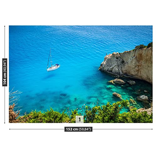 Papier peint auto-adhésif yacht 152x104cm pour masquer un mur abîmé sans colle