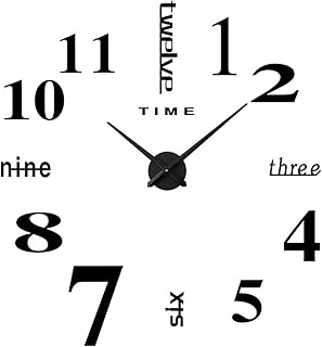CoZroom Large Black 3D Frameless Wall Clock Stickers DIY Wall Decoration for Living Room Bedroom