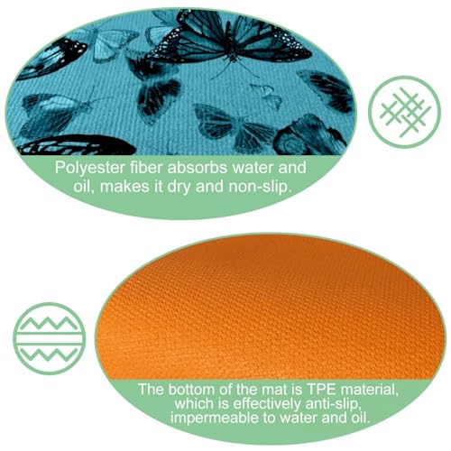 Alfombrillas de cocina para pasillo y cuarto de lavado con diseño de mariposas 6