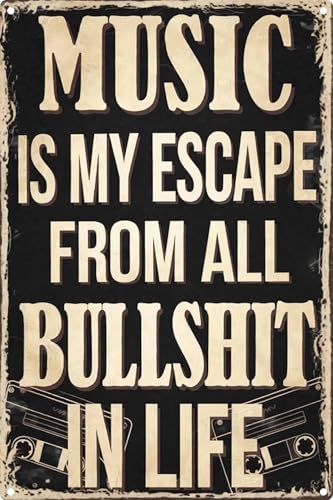 Letrero de música vintage de metal retro divertido para decoración del hogar, placas de arte de pared elegantes, regalo para baño, cocina y decoración de pared gótica en cada habitación, 12 x 8