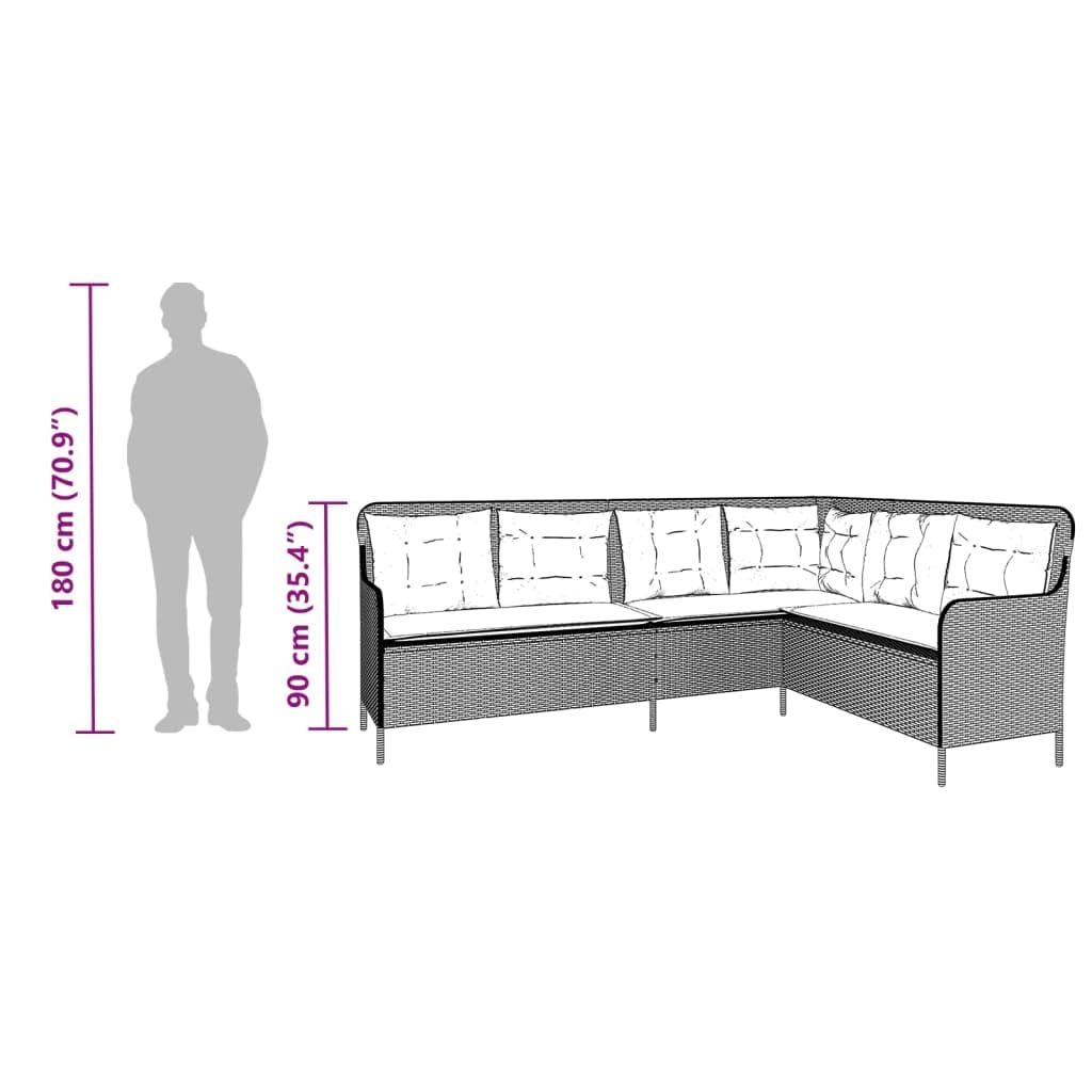 vidaXL Gartensofa in L-Form, Ecksofa mit Kissen, Sitzgruppe für Garten Terrasse Balkon, Gartenmöbel Sofagarnitur, Braun Poly Rattan