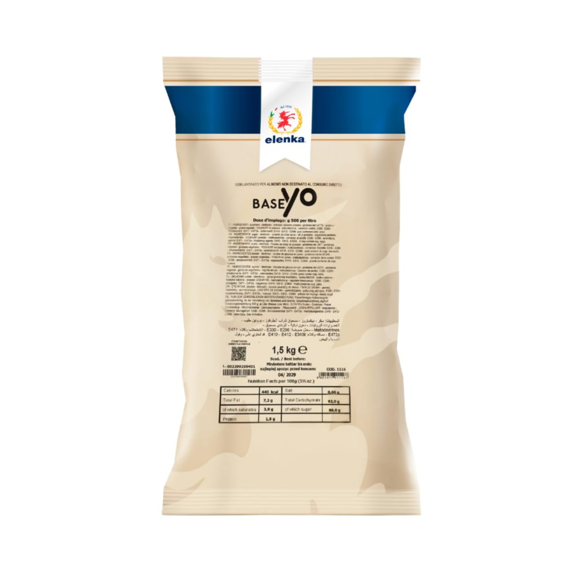 Preparato per Crema allo Yogurt Elenka Base Yo in Polvere 1,5 kg