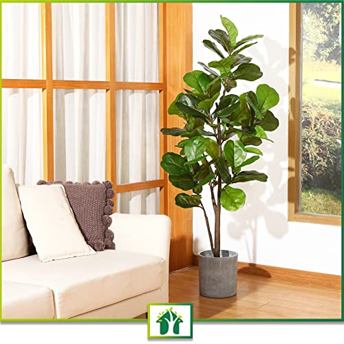 CROSOFMI Artificial Fiddle Leaf Fig Tree 65 Inch Fake Ficus Lyrata Plant with 68 Leaves Faux Plants in Pot for Indoor Outdoor House Home Office Garden Modern Decoration Perfect Housewarming Gift by CROSOFMI - Image 5