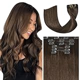 Ukira Medium Brown Hair Extensions Real Human Hair, 15 Inch 70g 7pcs Brown Clip in Hair Extensions Human Hair, Soft Natural Straight Remy Human Hair Clip in Extensions for Women