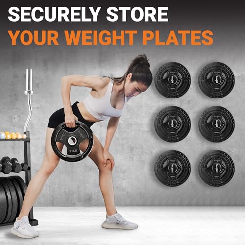Yes4All Wall Mounted Weight Plate Holder - Fit 2inch Olympic Weight Plates, Protective Rubber Pad
