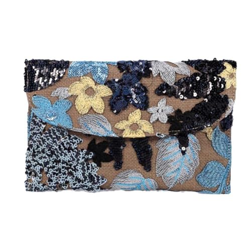 Sac de soirée fleurs et paillettes : pochette chic de 26,5 cm pour mariages
