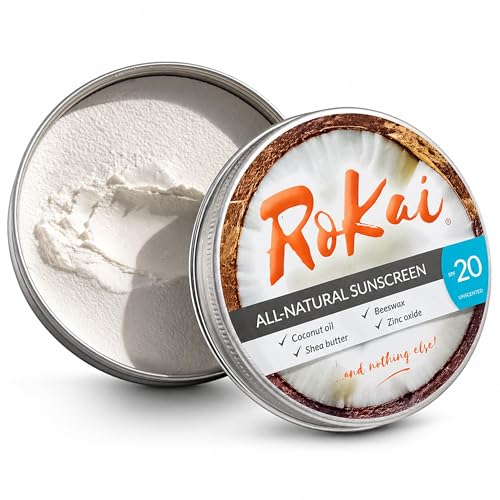 RoKai Protezione solare completamente naturale non profumata SPF20 - Solo 4 ingredienti, 100% naturali e biologici, non tossici, non nano, privi di sostanze chimiche, perfetti per pelli sensibili