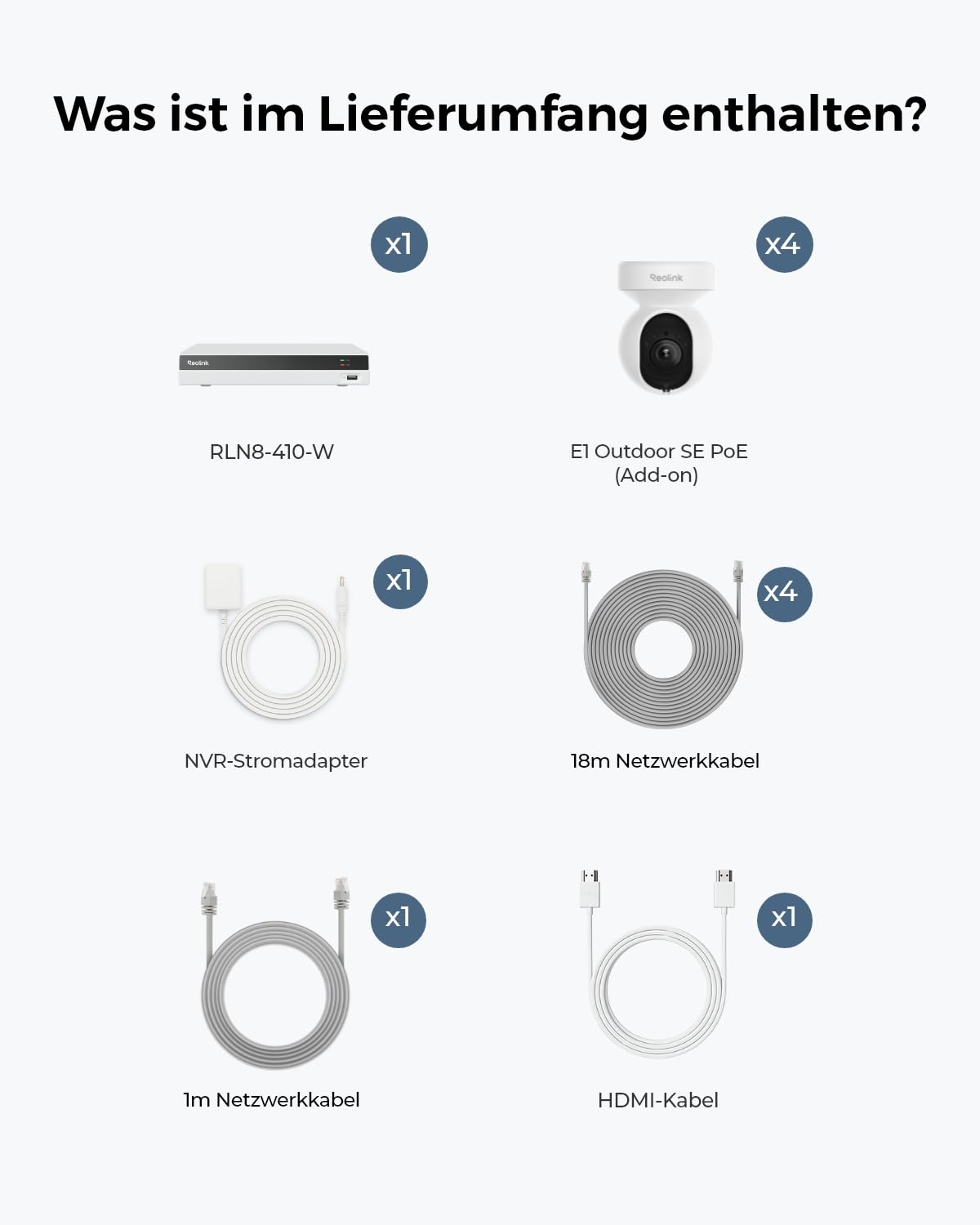 Reolink 4K PoE Überwachungskamera Set Aussen, 355° Schwenken, 50° Neigen, Auto-Tracking, Person-/Fahrzeug-/Tiererkennung, mit 2TB HDD, 24/7 Aufzeichnung, 8-Kanal NVR, für Outdoor & Innen, RLK8-800PT4