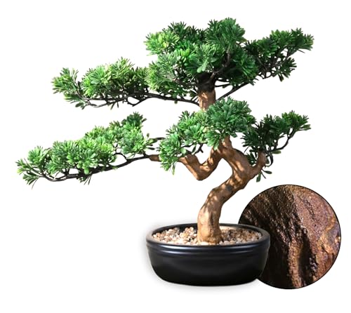 Artificial Bonsai Tree 16' Tall with Realistic Wood and Ceramic Pot, Fake Plants for Home, Bedroom...