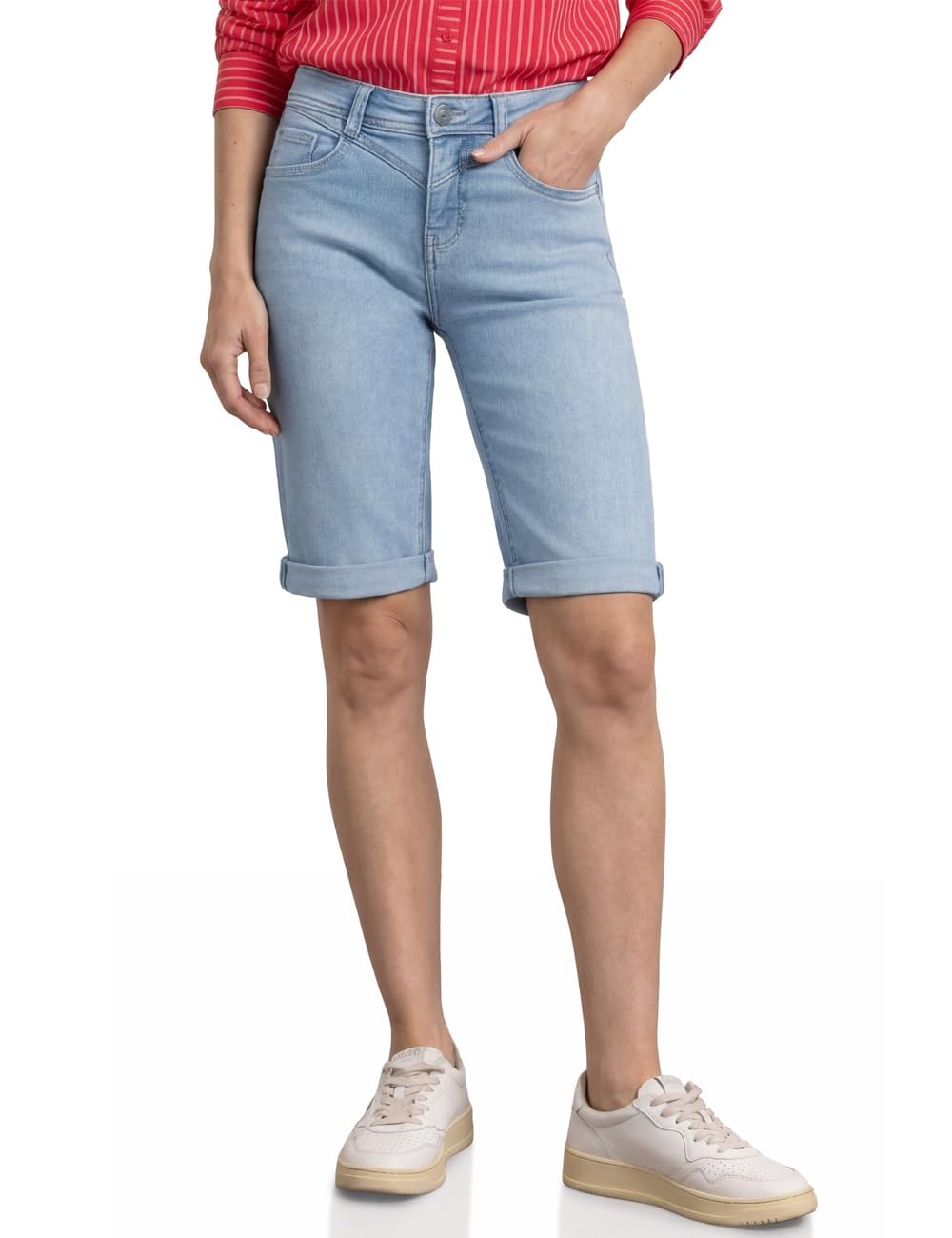 Street One Slim Leg Bermuda mit Turn-Up-Detail