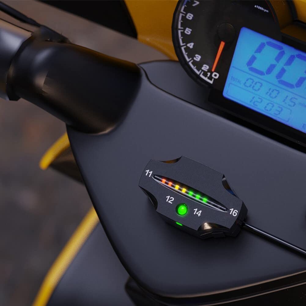 Voltmetro Elettronico per Moto, MoreChioce Indicatore di Visualizzazione Della Tensione a LED per Moto Universale Voltmetro Impermeabile Monitor di Visualizzazione Della Tensione Antiurto