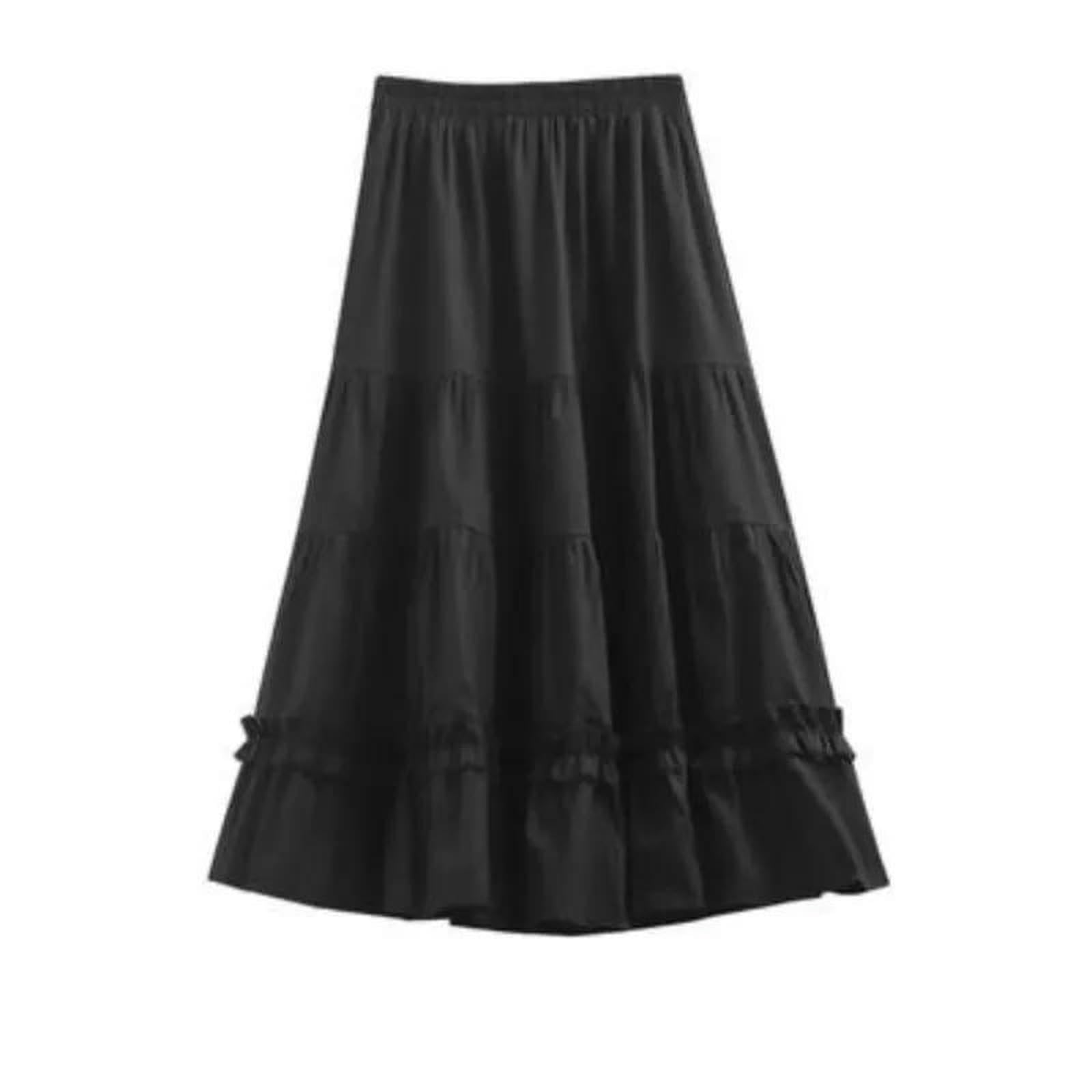 Jupes Femme Blanc Plissé en Ligne A-Line-Blanc-XXL