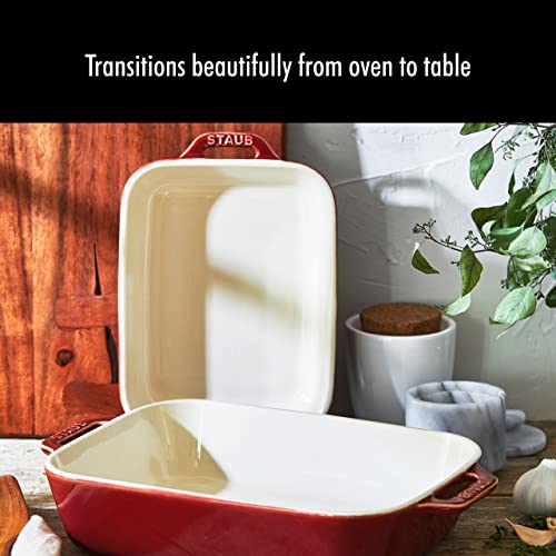 Staub Ceramics Rectangular Baking Dish Set, 2 Pc, Red #TOP5