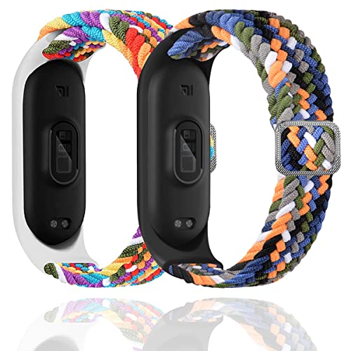 Keecuty Nylon Bracelet for Mi Band 6/5/4/3 Bracelet Elastic Fabric Braided Soft Nylon Sports Bracelets Elasticity Breathable Expandable Watch Strap for Mi Band 6/5/4/3