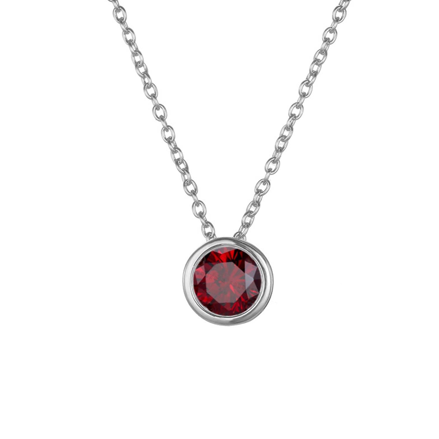 Young & Forever Gift January Birthstone Silver Necklace Pendant for women Stainless Steel Simple Aesthetic Necklace for Girls and Red Solitaire Crystal Necklace for Women (B0B4H6M9GX) Amazon Price History, Amazon Price Tracker