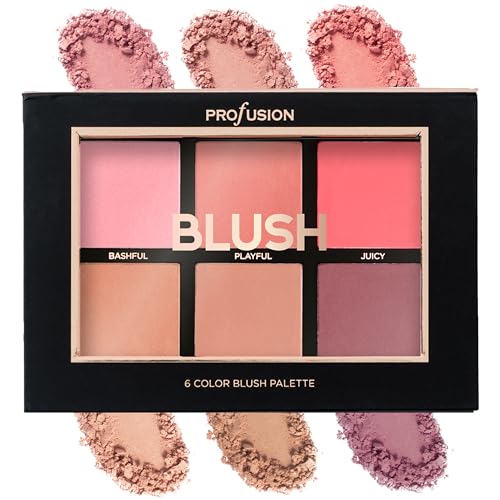 Profusion Cosmetics 6 Color Blush Palette – Buildable Matte & Shi...