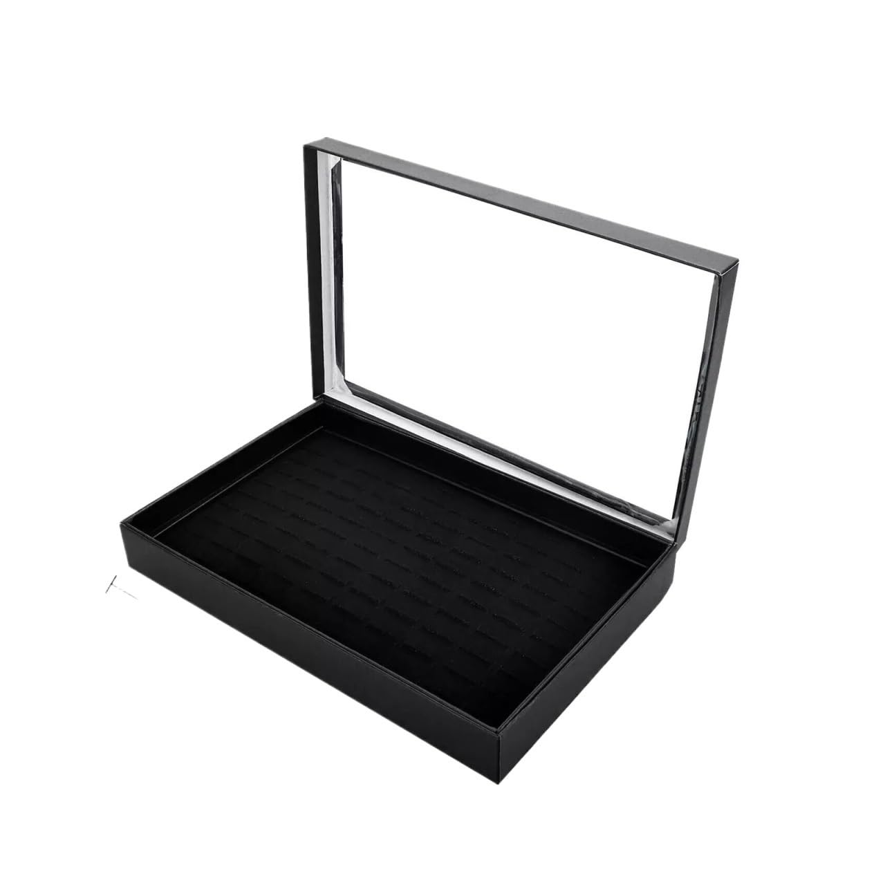 ZNJAMN 1pcs Ring Display Case Organizer With Transparent Lid Jewelry Studs Earrings Tray Holder Storage Box for Ring(Black)