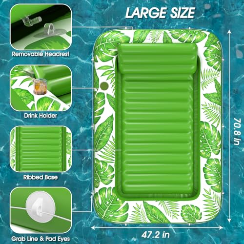 Image of Inflatable Tanning Pool Lounger Float - Jasonwell 4 in 1 Sun Tan Tub Sunbathing Pool Lounge Raft Floatie Toys Water Filled Tanning Bed Mat Pad for Adult Blow Up Kiddie Pools Kids Ball Pit (Green,L)