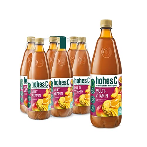 hohes C Multivitamin (6 x 1l), 100% Saft, Apfel, Orange, Ananas, Maracuja, Mango, 9 Vitamine, ohne Zuckerzusatz laut Gesetz, vegan, mit recyceltem PET Cover