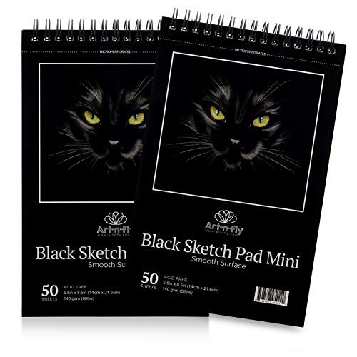 Art-n-Fly - Bloc de dibujo (2 unidades, 14 x 21,5 cm), color negro