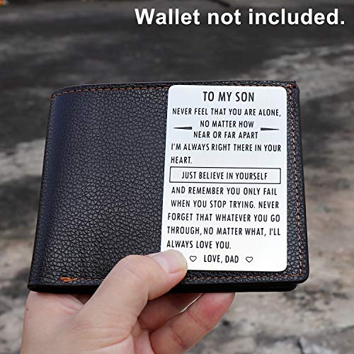 XYBAGS Gifts for Son from Dad, To My Son Engraved Wallet Card Inserts with Inspirational Quotes, Christmas, Birthday, Graduation, Gift Ideas4