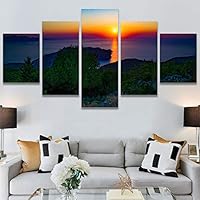SIGNWIN 5 Panel Canvas Wall Art Setting in The Trees for Home Decorations Ready to Hang - 60