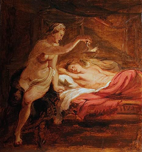Lienzo decorativo Amor y psique dormida de Rubens: cuadro para pared de oficina 60x90