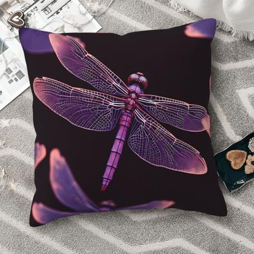Housse de coussin libellule violette 50x50 cm double face pour canapé de salon - 7