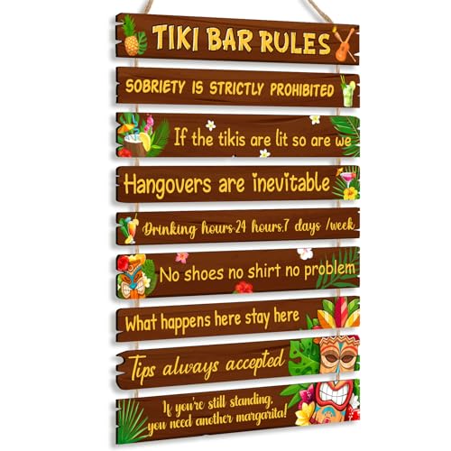 Tiki bar decorations Funny Tiki Bar Rules Sign Tiki Bar Wall Decor for Home Bar Restaurants Shop Cafes Pubs Housewarming Gifts