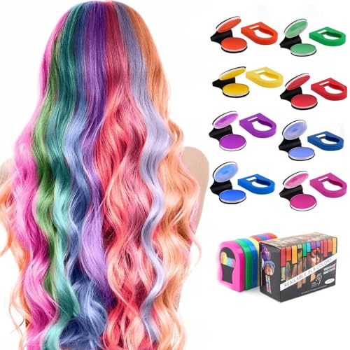 Tizas para el pelo para niñas, 8 unidades de tizas lavables para el cabello para niños, portátil, no pegajoso, temporal, color brillante, spray para el cabello para niños, Navidad, fiesta de