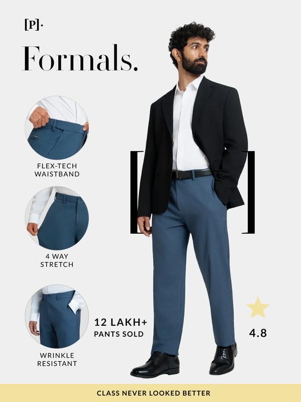 Image of The Pant Project Luxury PV Lycra Stretchable Formal Pants for Men | Stylish Relaxed Fit Men's Wear Trousers for Office or Party | Mens Fashion Dress Trouser Pant