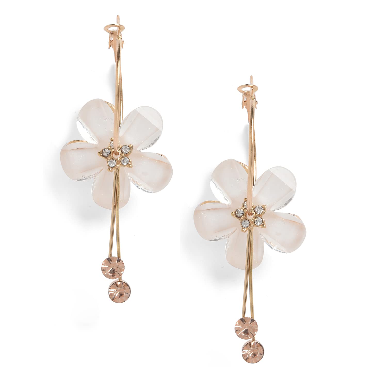 SOHI Gold Plated Floral White Drop Earring for Women and girls, Fashion jewellery for women, flower drop earrings, artificial earrings for women, bali earrings for women, kaner dul, kan ki bali (B09P4WTJT4) Amazon Price History, Amazon Price Tracker